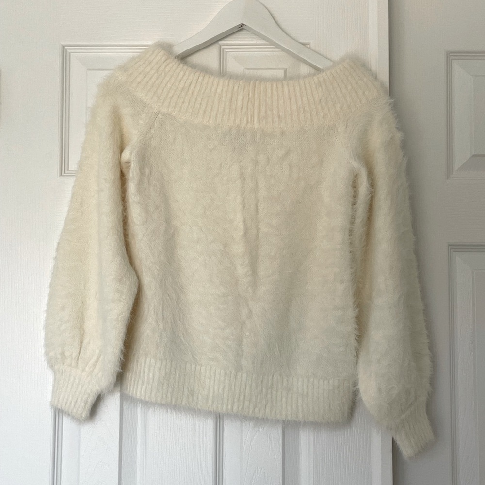 Banana Republic Cream Off-the-Shoulder Sweater